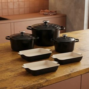 Panelas Caçarolas Cerâmica 6 peças 4mm Indução Preta Cook Pro