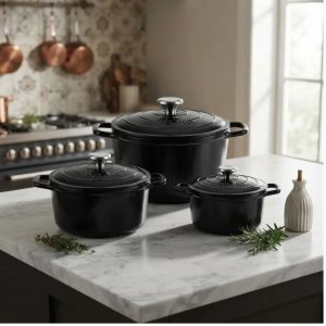 Panelas Caçarolas Cerâmica 3 peças 4mm Indução Preta Cook Pro