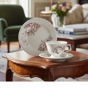 Jogo Xícara para Chá e Prato Sobremesa Eterna 18pç Porcelana Schmidt
