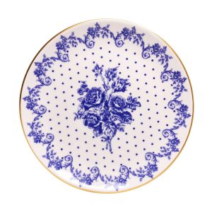 Prato Raso Duchesse Blue Fio Ouro 26cm  6un Wolff
