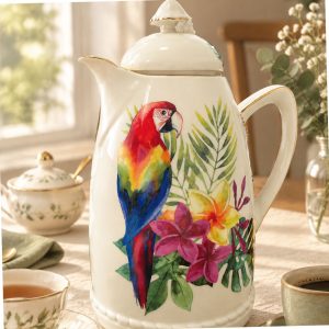 Garrafa Térmica Arara de Porcelana Off White 750ml Ishela