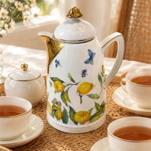 Garrafa Térmica Limão Siciliano Porcelana Off White 750ml Ishela