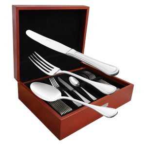 Faqueiro  Avalon de Aço Inox com Caixa Madeira 101 pcs Wolff