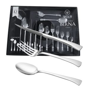 Faqueiro Berna de Aço Inox  com Estojo Litografado 101 pçs Wolff