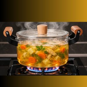 Panela Caçarola de Vidro 3,2,0lts Tp e Alças Madeira