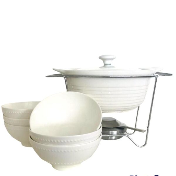 Loja Casa Canto - Rechaud Porcelana - Rechaud Porcelana Redondo 6un Bowls brancos Porcelana 7pç